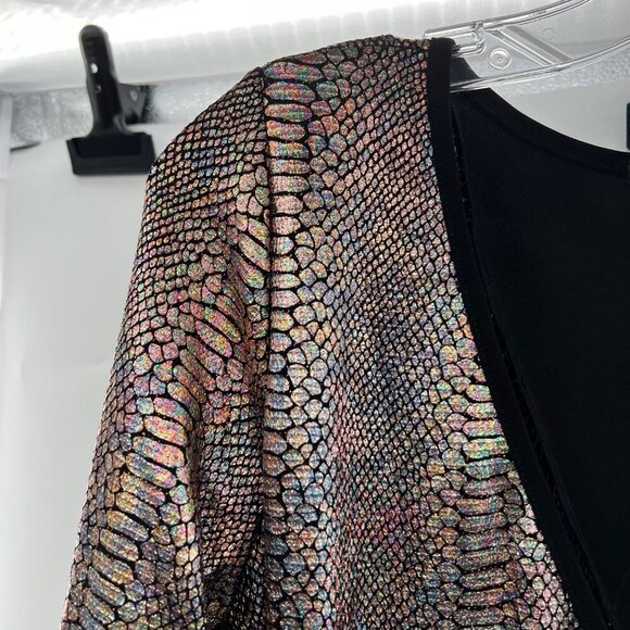 Venus Women's Bodycon Hi Low Dress Long Sleeve Multicolor Metallic Medium - Picture 7 of 11